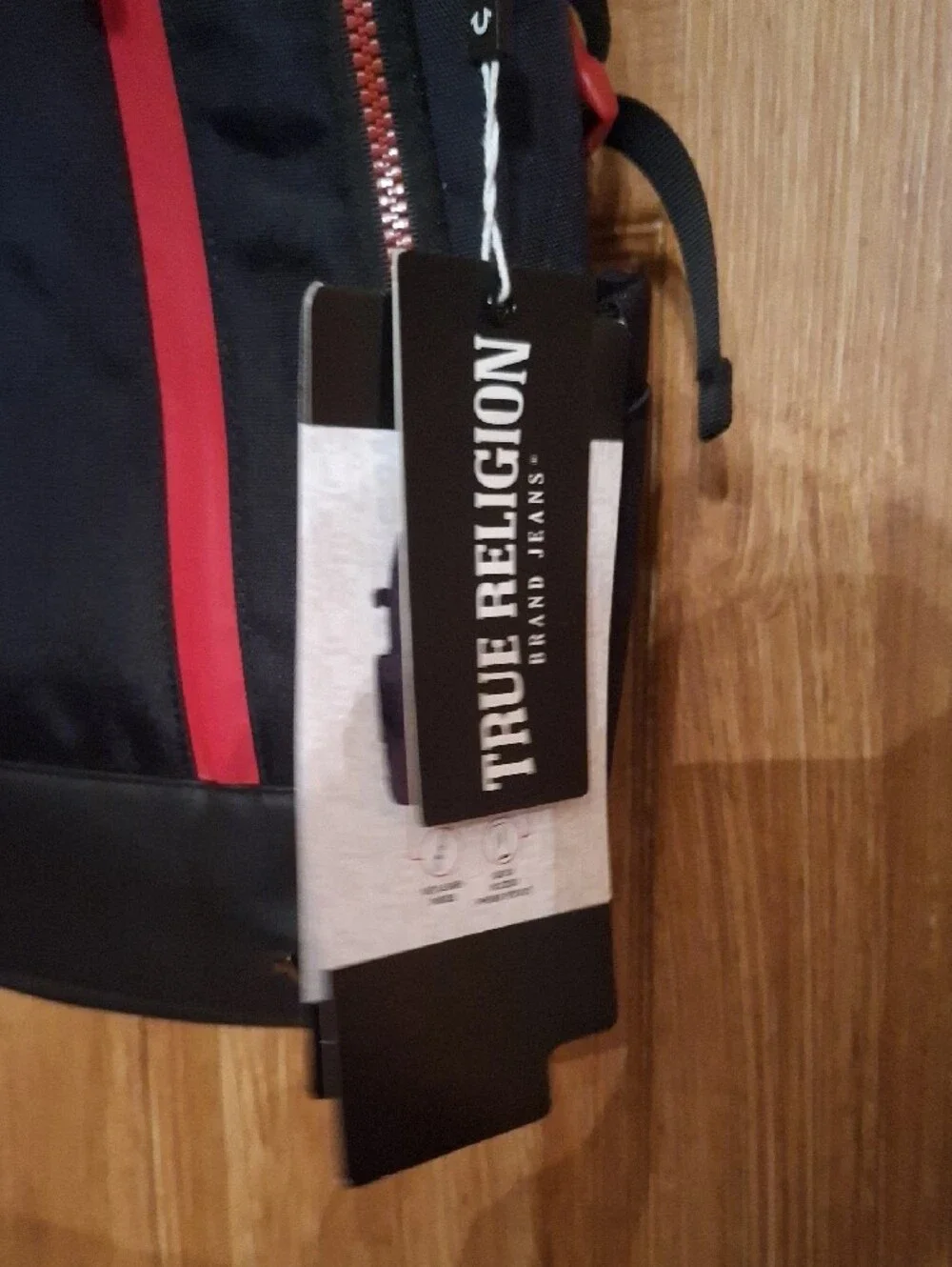 True Religion Black Backpack with Red Accents